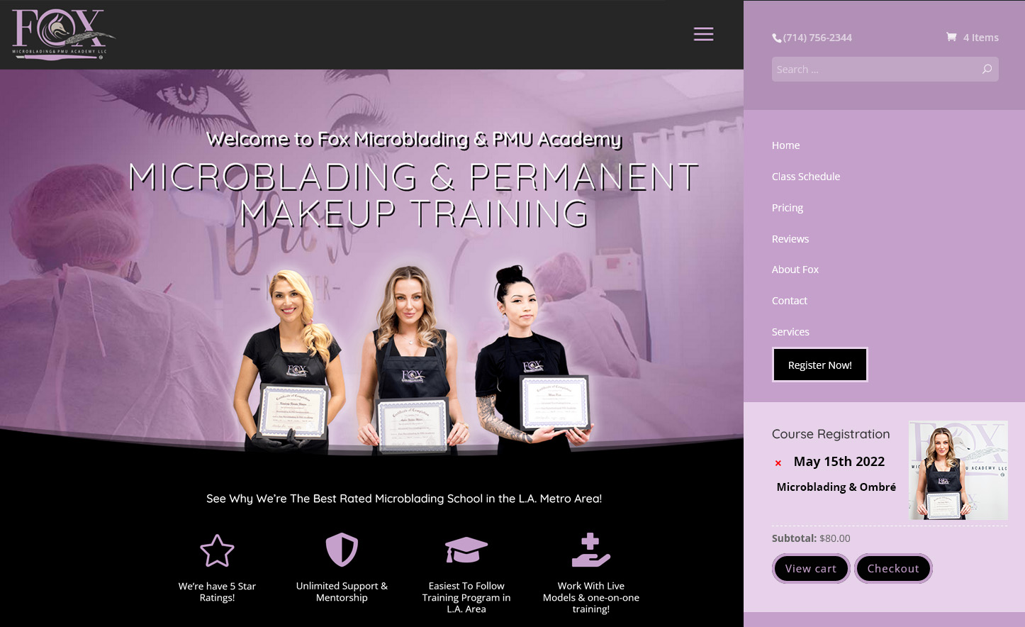 Microblading Training Website Design